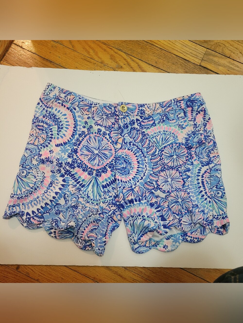 Lilly Pulitzer Darci Knit Shorts Commotion In The Ocean Scallop Hem Preppy